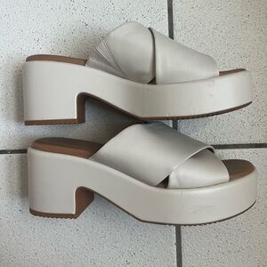 Off-White Slip-On Mule Platform Heel Sandals - Womens Size 8
